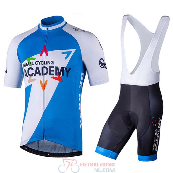 Israel Cycling Academy Fietsshirt Met Korte Mouwen 2018 en Korte Koersbroek Wit en Blauw